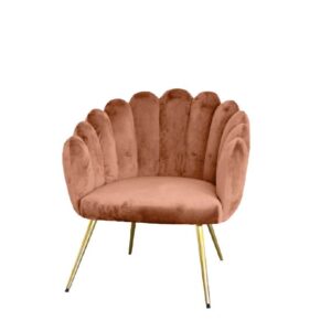 POLTRONA CONCHIGLIA CIPRIA VELLUTO CON GAMBE ORO METAL