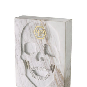 PP MARBLE SKULL BOOK WHITE MARBLE